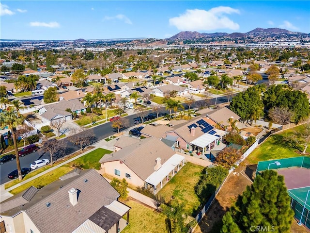 aerial view with a mountain view