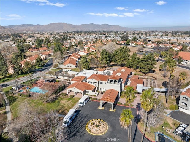 drone / aerial view with a mountain view