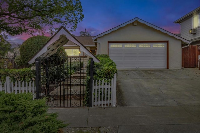 view of front of house with a garage