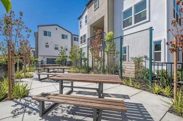 view of community with a patio