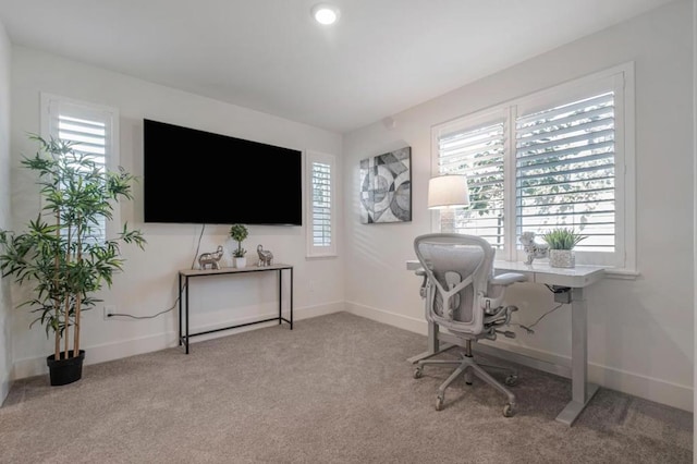 carpeted office space with a wealth of natural light