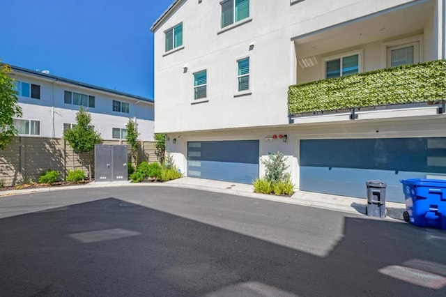 exterior space featuring a garage