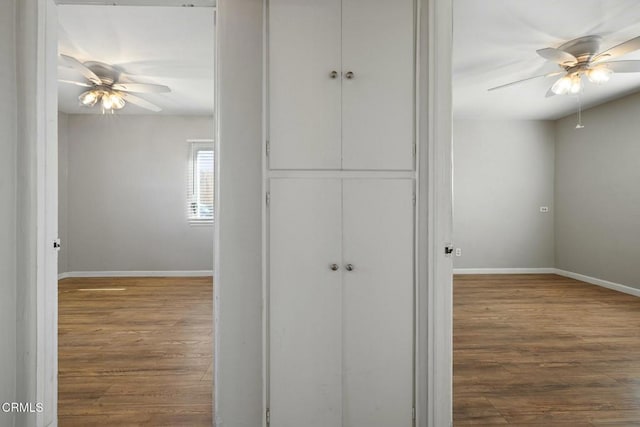 hallway with wood-type flooring