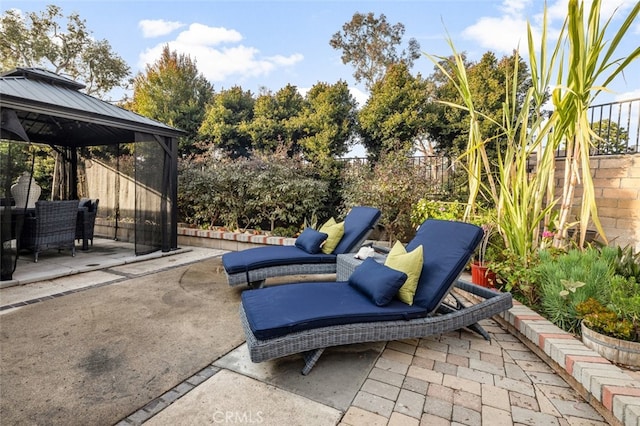 view of patio / terrace with a gazebo