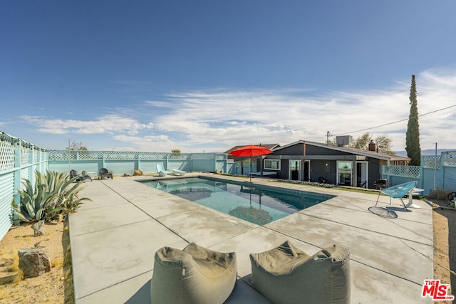 view of swimming pool with a patio area