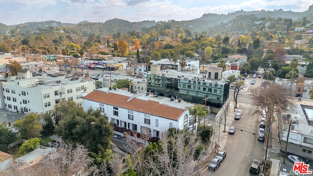 bird's eye view with a mountain view