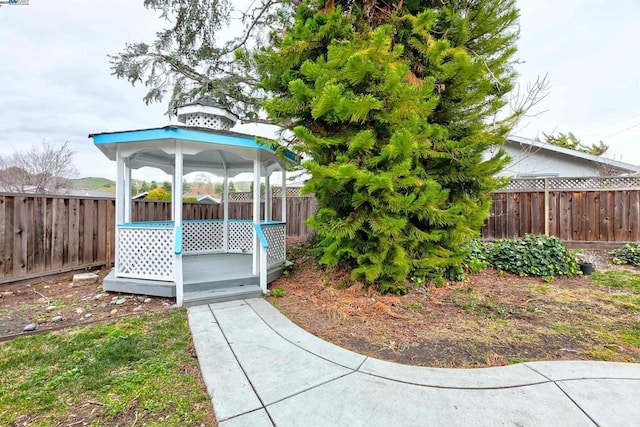 exterior space featuring a gazebo