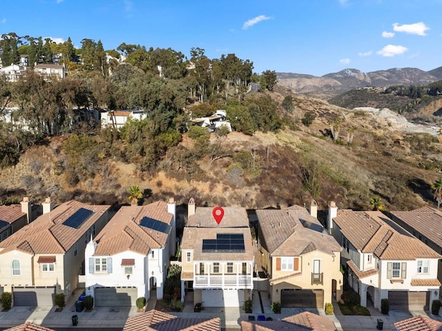 aerial view with a mountain view