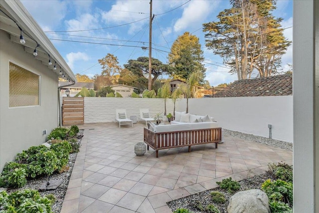 view of patio featuring an outdoor hangout area