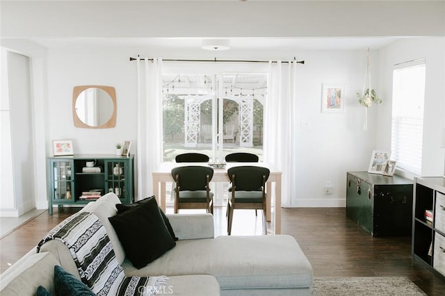 living room featuring dark hardwood / wood-style flooring