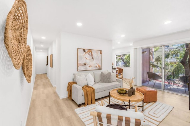 living room with light wood-type flooring