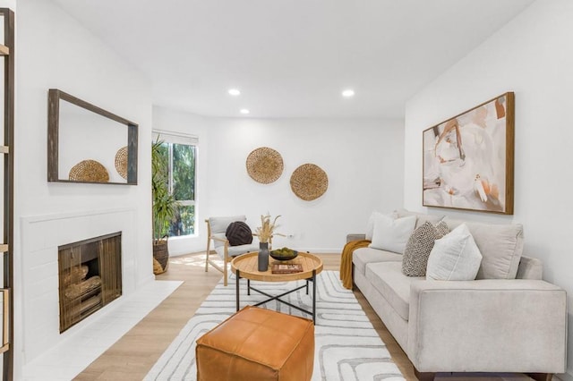 living room featuring light hardwood / wood-style floors