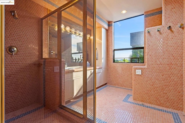 bathroom with tile patterned floors