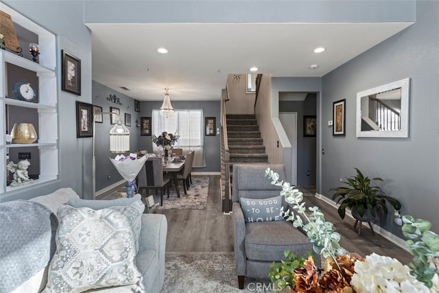 living room featuring wood-type flooring