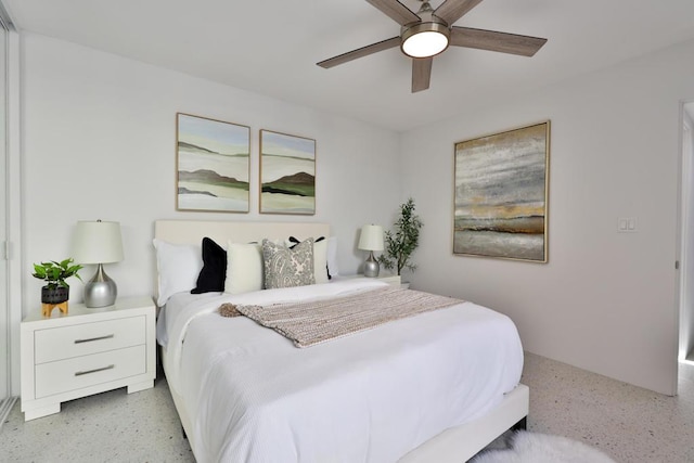 bedroom featuring ceiling fan