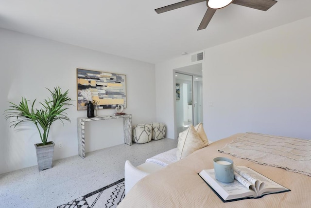 dining room featuring ceiling fan