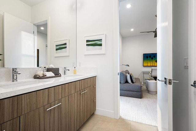 bathroom featuring vanity and tile patterned floors