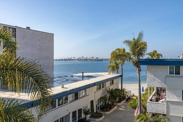 property view of water with a beach view