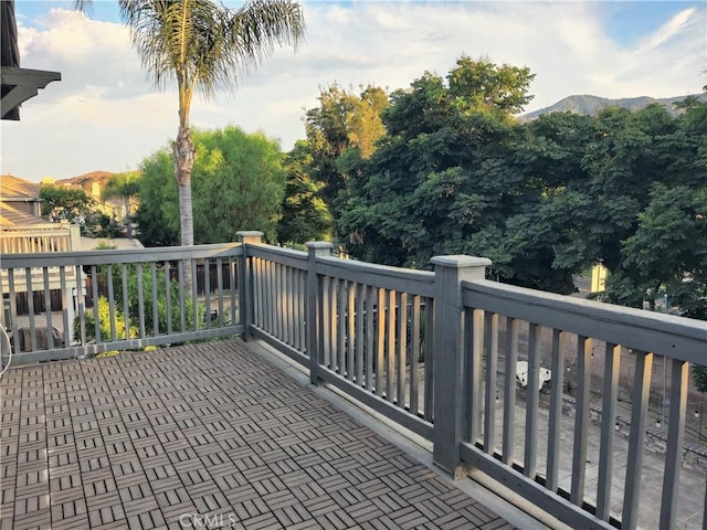 deck with a mountain view