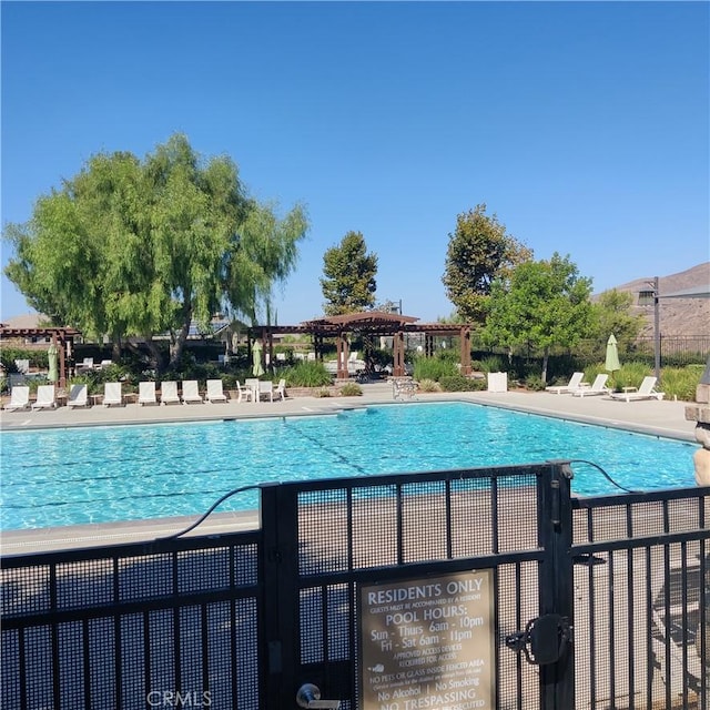 view of pool with a gazebo