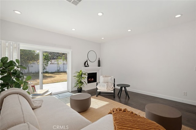 living room with wood-type flooring