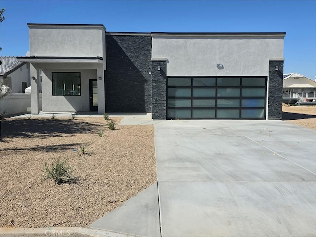 contemporary home with a garage