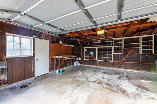 garage with a garage door opener