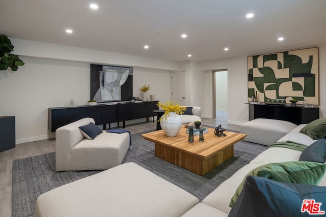 living room with hardwood / wood-style floors