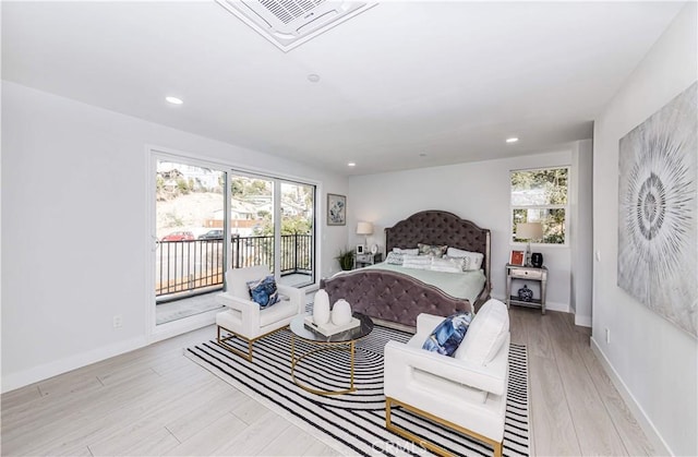 2926 Future St, Los Angeles, CA 90065 - bedroom with access to outside, light wood-style floors, recessed lighting, and baseboards