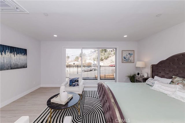 2926 Future St, Los Angeles, CA 90065 - bedroom featuring access to outside, light wood-style floors, baseboards, and recessed lighting