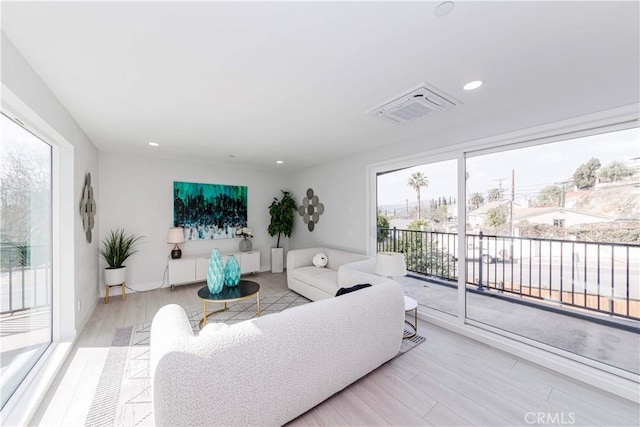 living room featuring light hardwood / wood-style floors