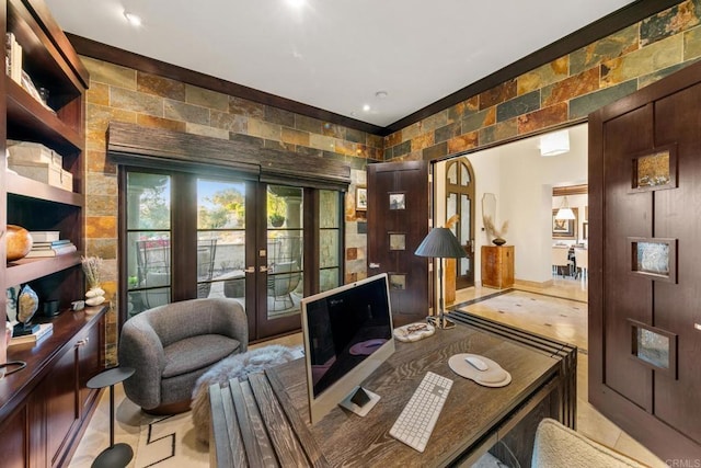 office area with french doors