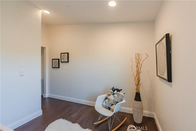 living area featuring dark hardwood / wood-style flooring