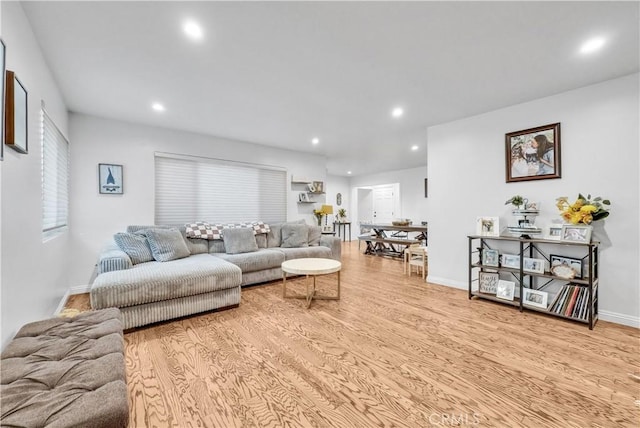 living room with light wood-type flooring