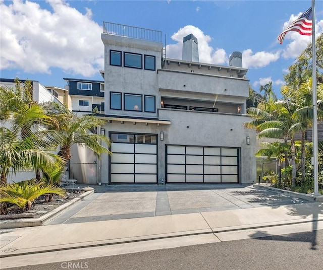 contemporary home with a garage