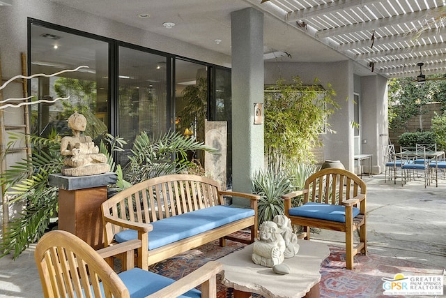 view of patio with a pergola