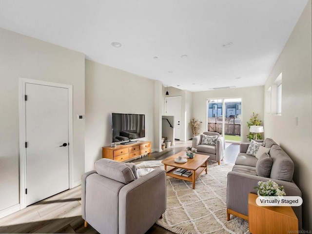 living room featuring light wood-type flooring