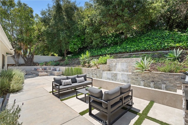 view of patio featuring an outdoor living space