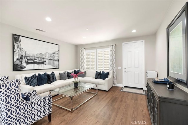 living room with wood-type flooring