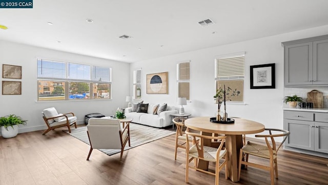 living room featuring light hardwood / wood-style flooring