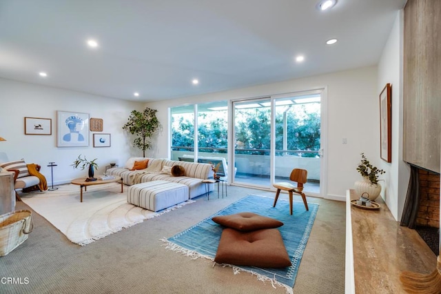 living room featuring carpet