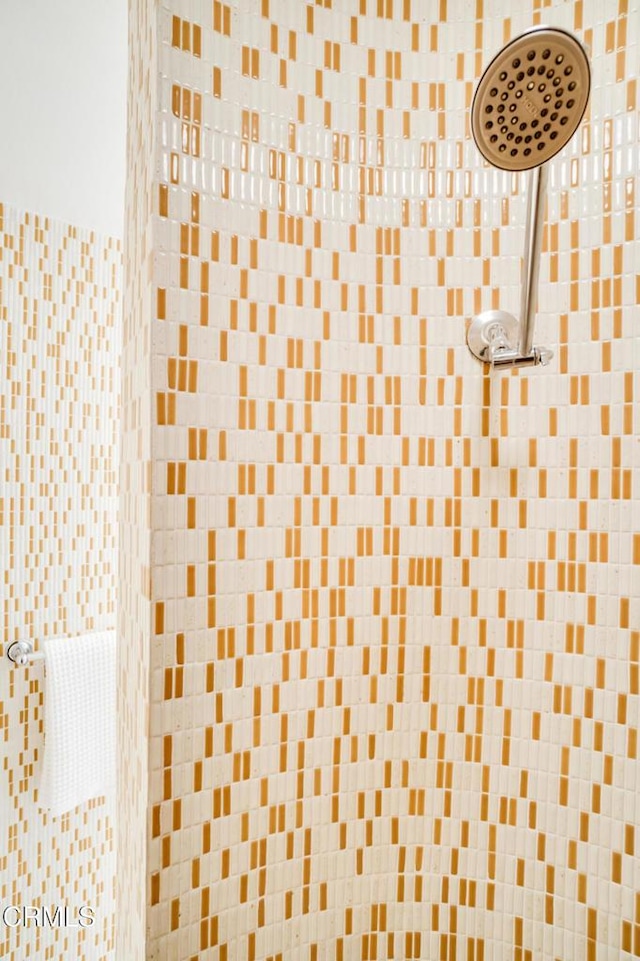 interior details featuring tiled shower