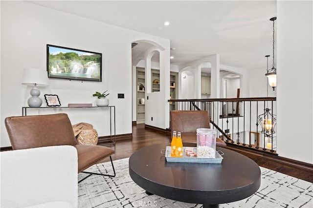 living room with hardwood / wood-style floors