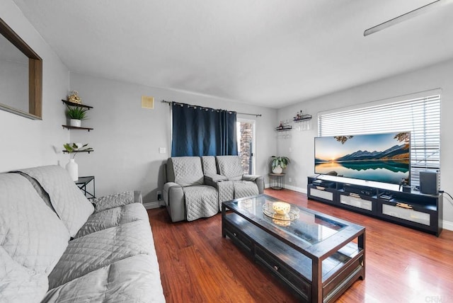 living room featuring hardwood / wood-style flooring