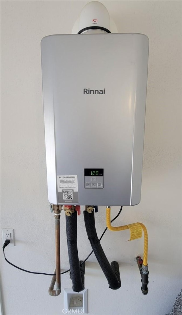 interior details featuring tankless water heater