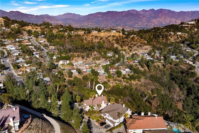 drone / aerial view with a mountain view