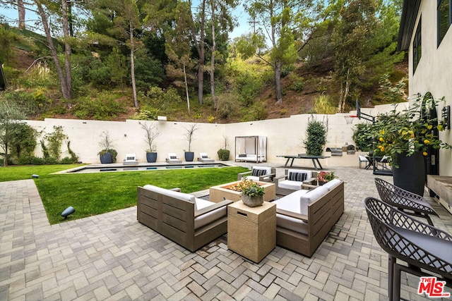 view of patio / terrace featuring an outdoor living space