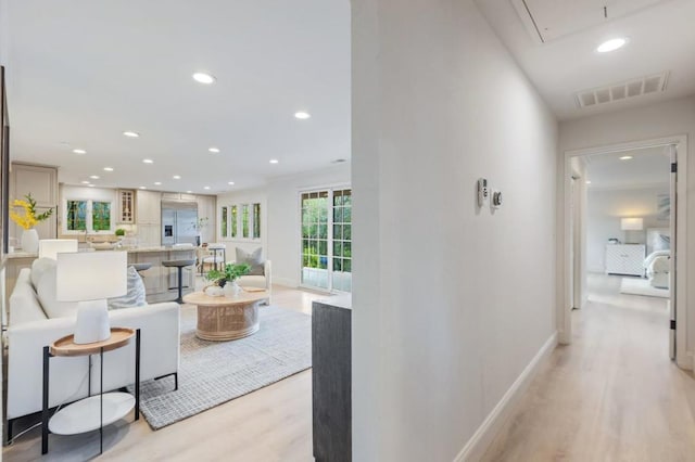 living room with light wood-type flooring