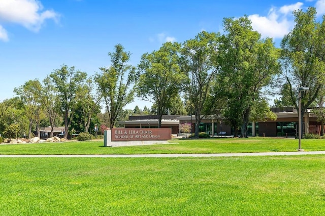 view of community featuring a yard