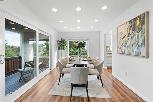 dining area with hardwood / wood-style flooring